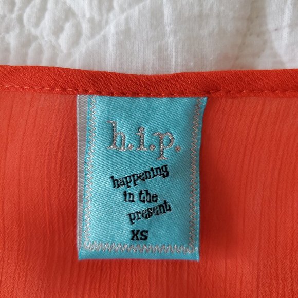 Beaded Sheer Orange Tank Top - Picture 6 of 7